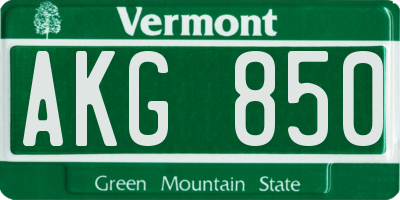 VT license plate AKG850