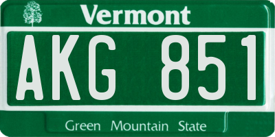 VT license plate AKG851
