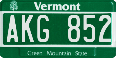 VT license plate AKG852