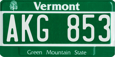 VT license plate AKG853