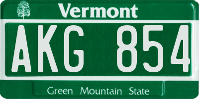 VT license plate AKG854