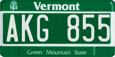 VT license plate AKG855