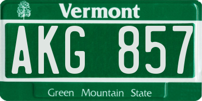 VT license plate AKG857
