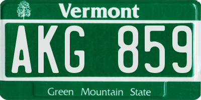 VT license plate AKG859