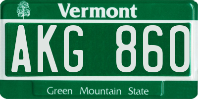 VT license plate AKG860