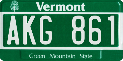VT license plate AKG861
