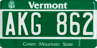 VT license plate AKG862