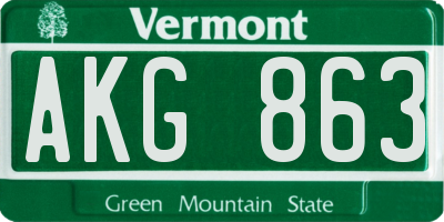VT license plate AKG863