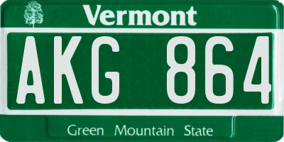VT license plate AKG864