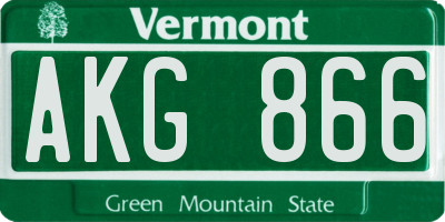 VT license plate AKG866