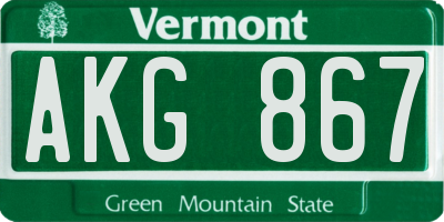 VT license plate AKG867