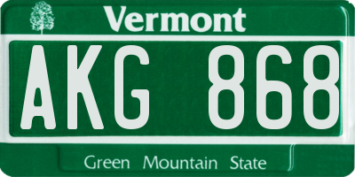 VT license plate AKG868