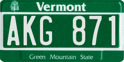 VT license plate AKG871