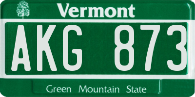 VT license plate AKG873