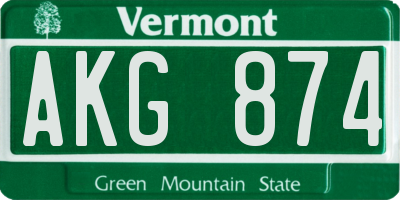 VT license plate AKG874