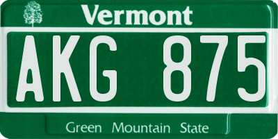 VT license plate AKG875