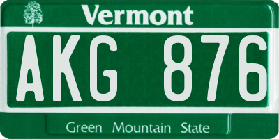 VT license plate AKG876