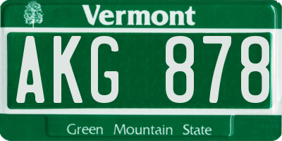 VT license plate AKG878