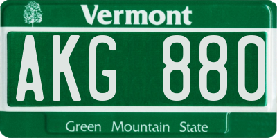 VT license plate AKG880