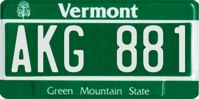 VT license plate AKG881