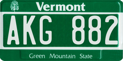 VT license plate AKG882