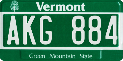 VT license plate AKG884