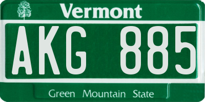 VT license plate AKG885