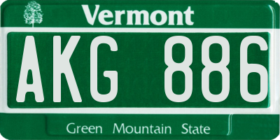 VT license plate AKG886