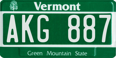 VT license plate AKG887