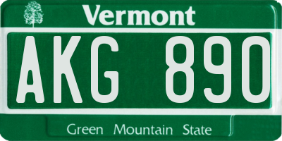 VT license plate AKG890