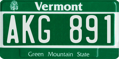 VT license plate AKG891