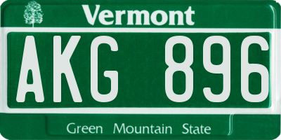 VT license plate AKG896