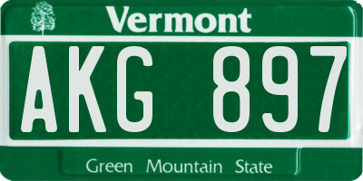VT license plate AKG897