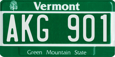 VT license plate AKG901