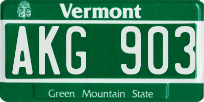 VT license plate AKG903