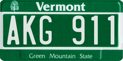 VT license plate AKG911