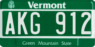 VT license plate AKG912