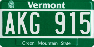 VT license plate AKG915