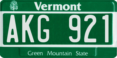 VT license plate AKG921