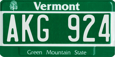 VT license plate AKG924