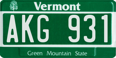 VT license plate AKG931