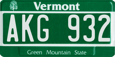 VT license plate AKG932