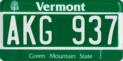 VT license plate AKG937