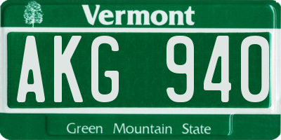 VT license plate AKG940