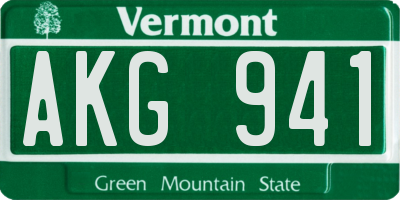 VT license plate AKG941