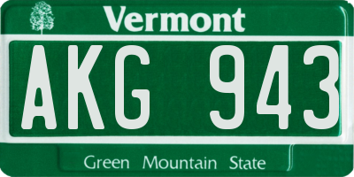 VT license plate AKG943