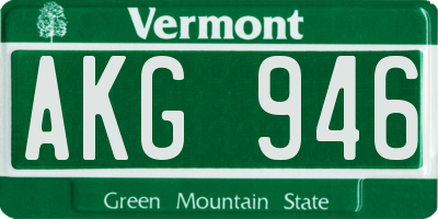 VT license plate AKG946
