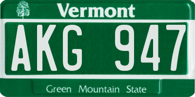 VT license plate AKG947