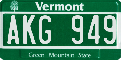 VT license plate AKG949