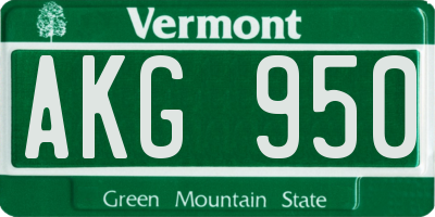VT license plate AKG950